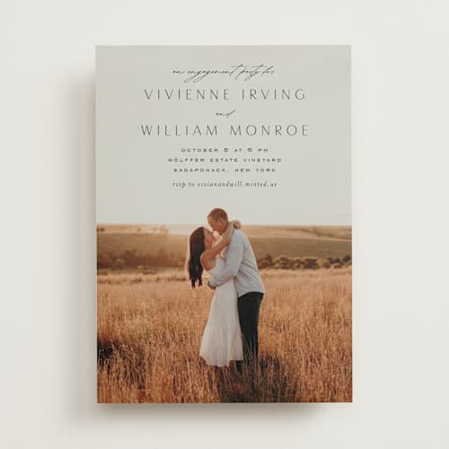 This is a ink engagement party invitations with standard by Nicoletta Savod called beloved printing on signature in standard