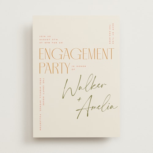 This is a desert engagement party invitations with standard by Owl and Toad called north printing on signature in standard