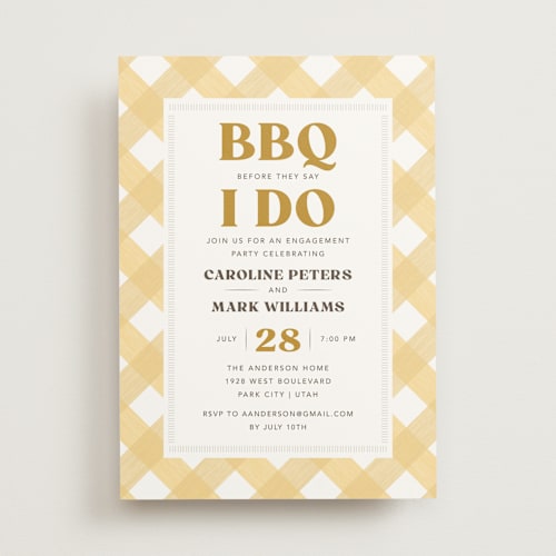 This is a honey engagement party invitations with standard by Robert and Stella called bbq before i do printing on signature in standard