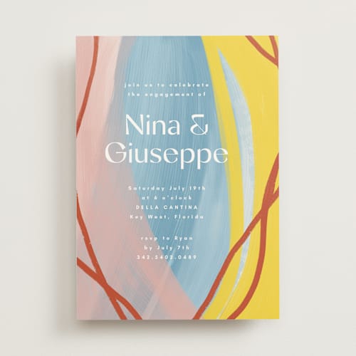 This is a fiesta engagement party invitations with standard by Corinne Malesic called cantina printing on signature in standard