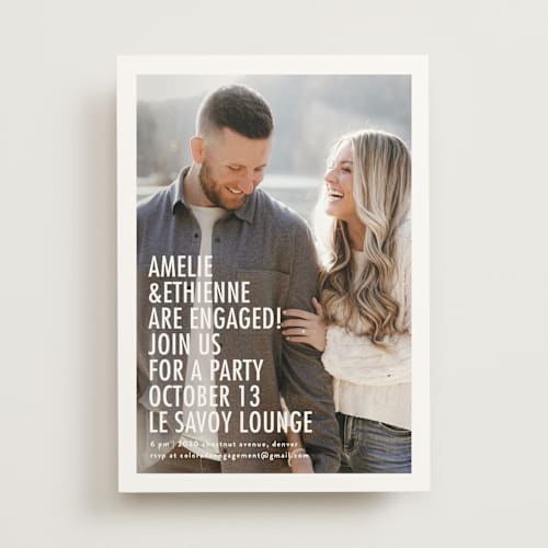 This is a opal engagement party invitations with standard by chocomocacino called vasilopita printing on signature in standard