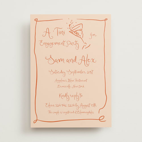 This is a verona engagement party invitations with standard by Cotton and Bow called a 'tini bridal shower printing on signature in standard