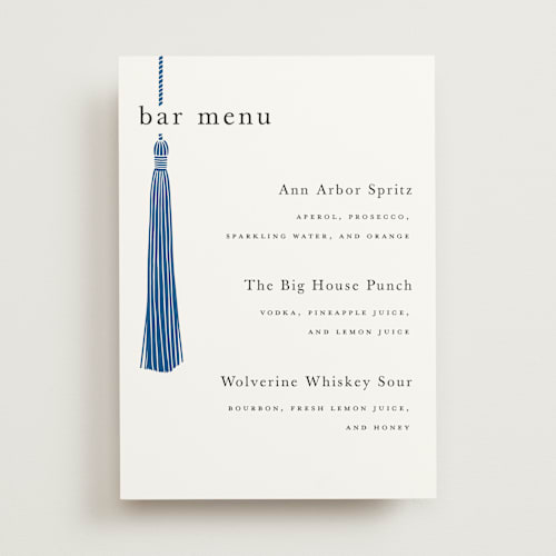 This is a cobalt graduation party decorations with standard by Ashlee Townsend called tassled printing on doublethick in 5x7