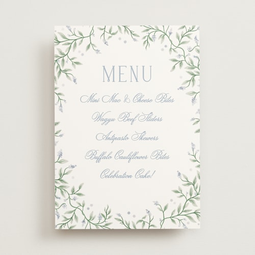 This is a periwinkle graduation party decorations with standard by Kristen Smith called wisteria printing on doublethick in 5x7