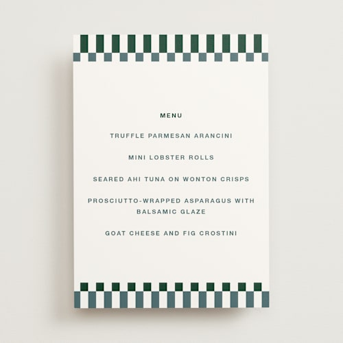 This is a pine graduation party decorations with standard by Rachel Cassel called checked out printing on doublethick in 5x7