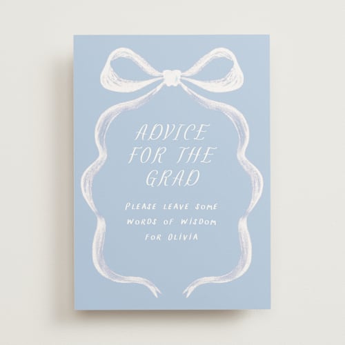 This is a bluebell graduation party decorations with standard by chocomocacino called cupolini printing on doublethick in 5x7