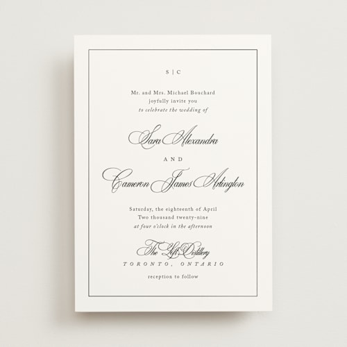 This is a silk foil stamped wedding invitations with foil pressed by Kelly Schmidt called greenwood printing on signature in standard