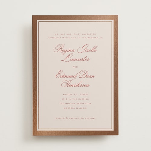 This is a rouge foil stamped wedding invitations with foil pressed by chocomocacino called krytharaki printing on signature in standard
