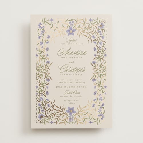 This is a heather foil stamped wedding invitations with foil pressed by Vera Lim called fairytale.. printing on signature in standard