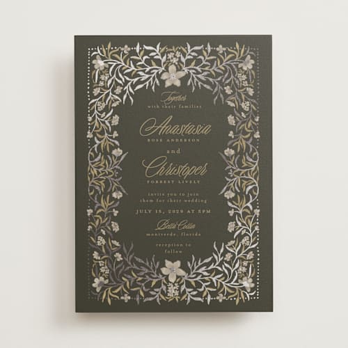 This is a haven foil stamped wedding invitations with foil pressed by Vera Lim called fairytale.. printing on signature in standard