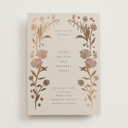 This is a quartz foil stamped wedding invitations with foil pressed by Nicoletta Savod called parisian garden printing on signature in standard