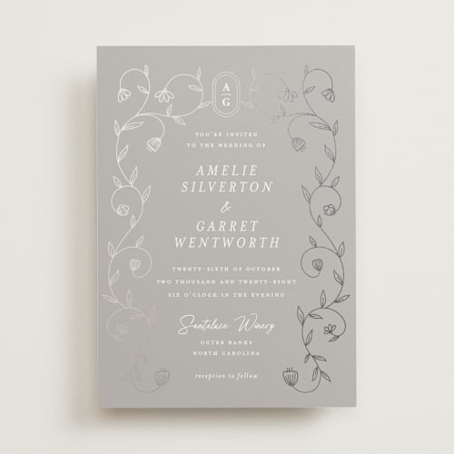 This is a moon foil stamped wedding invitations with foil pressed by chocomocacino called cantuccini printing on signature in standard