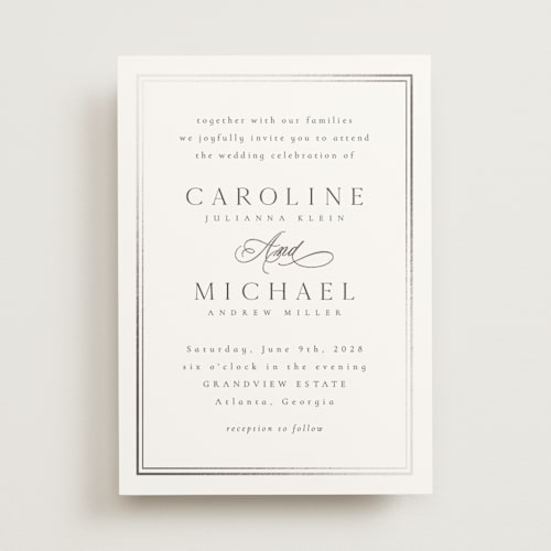This is a cloud foil stamped wedding invitations with foil pressed by Nicole Walsh called lustre printing on signature in standard