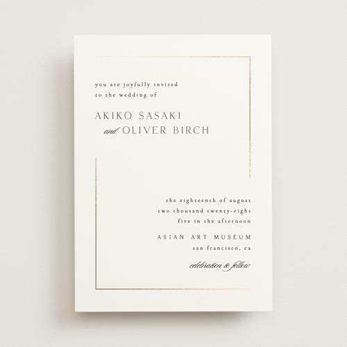 This is a tuxedo foil stamped wedding invitations with foil pressed by Kristie Kern called the gallery printing on signature in standard