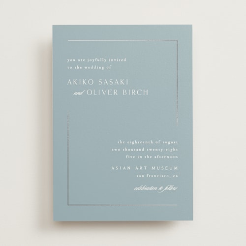 This is a lagoon foil stamped wedding invitations with foil pressed by Kristie Kern called the gallery printing on signature in standard