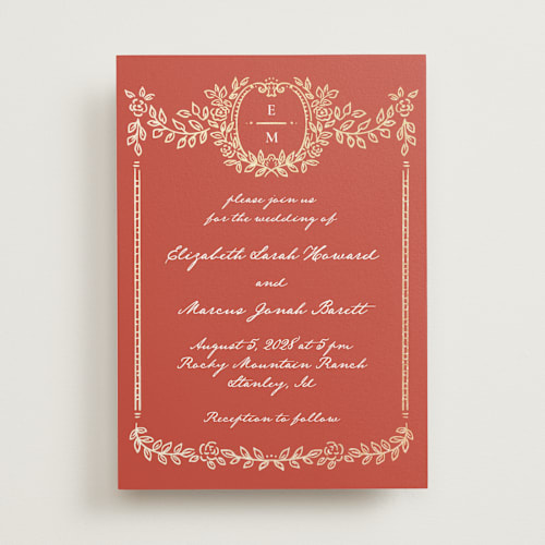 This is a sunset foil stamped wedding invitations with foil pressed by Petra Kern called manuet printing on signature in standard