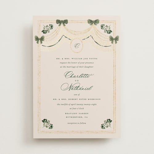 This is a emerald foil stamped wedding invitations with foil pressed by Claudia Orengo called tuileries printing on signature in standard