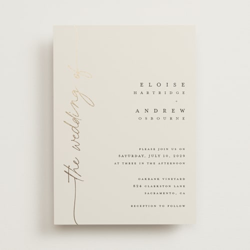This is a linen foil stamped wedding invitations with foil pressed by Pippa Shaw called silk printing on signature in standard
