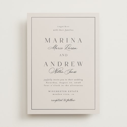 This is a parchment foil stamped wedding invitations with foil pressed by Nicole Walsh called refined printing on signature in standard