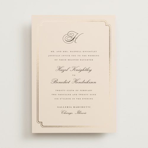 This is a bisque foil stamped wedding invitations with foil pressed by chocomocacino called lussekatter printing on signature in standard