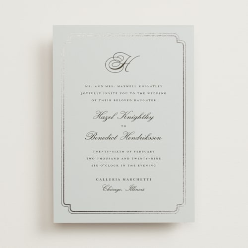 This is a sea foil stamped wedding invitations with foil pressed by chocomocacino called lussekatter printing on signature in standard