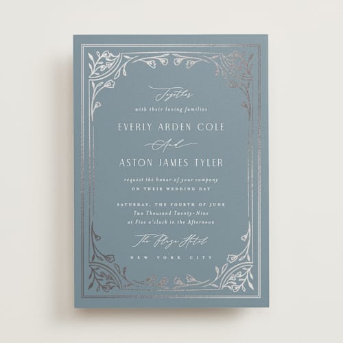 This is a capri foil stamped wedding invitations with foil pressed by Nicoletta Savod called majesty printing on signature in standard
