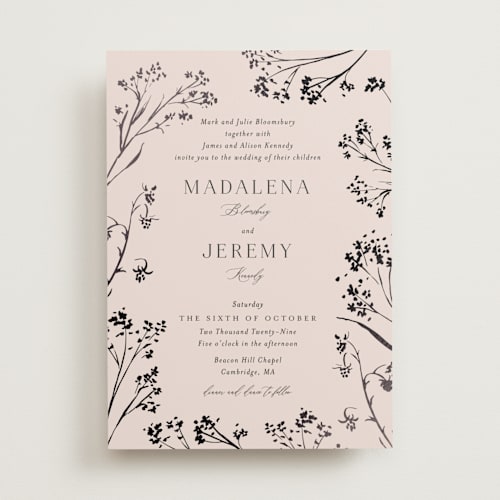 This is a powder foil stamped wedding invitations with foil pressed by frau brandt called shining florals printing on signature in standard