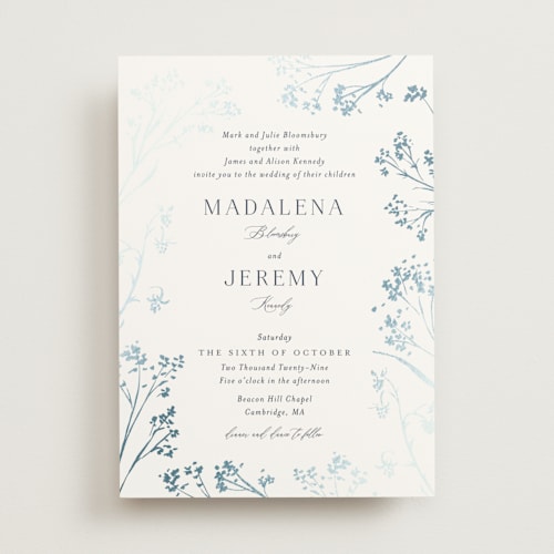 This is a ivory foil stamped wedding invitations with foil pressed by frau brandt called shining florals printing on signature in standard