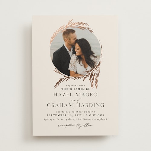 This is a pearl foil stamped wedding invitations with foil pressed by Erin L. Wilson called locket printing on signature in standard