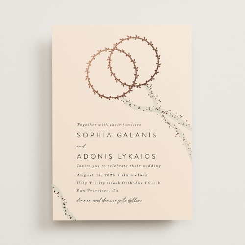 This is a linen foil stamped wedding invitations with foil pressed by Maria Hilas-Louie called stefana printing on signature in standard