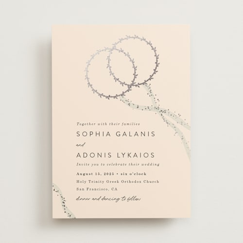 This is a linen foil stamped wedding invitations with foil pressed by Maria Hilas-Louie called stefana printing on signature in standard