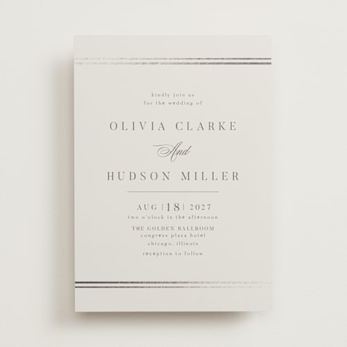 This is a moondust foil stamped wedding invitations with foil pressed by Nicole Walsh called classic elegance printing on signature in standard