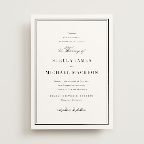 This is a cotton foil stamped wedding invitations with foil pressed by Jennifer Postorino called polished printing on signature in standard