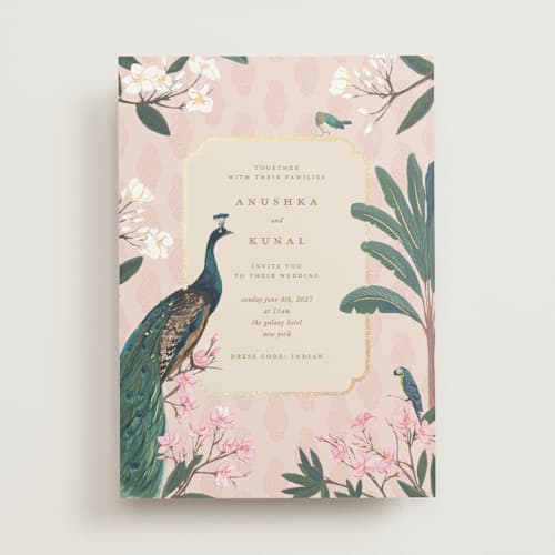 This is a rose foil stamped wedding invitations with foil pressed by Teju Reval called royal wedding printing on signature in standard