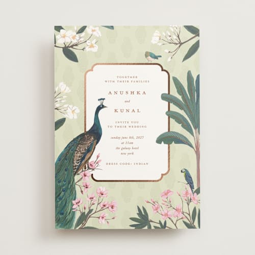 This is a pista foil stamped wedding invitations with foil pressed by Teju Reval called royal wedding printing on signature in standard