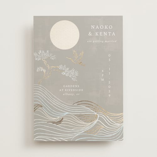 This is a ash foil stamped wedding invitations with foil pressed by Jelena Vuletic called asahi printing on signature in standard