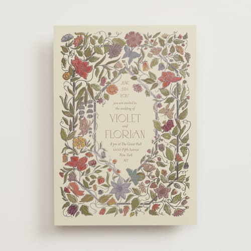 This is a mint foil stamped wedding invitations with foil pressed by Simona Camp called radiant botany printing on signature in standard