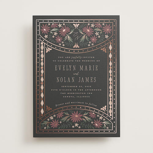 This is a moody foil stamped wedding invitations with foil pressed by Erin German called sadie printing on signature in standard