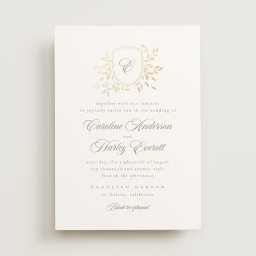 This is a chiffon foil stamped wedding invitations with foil pressed by Kristie Kern called aperol printing on signature in standard