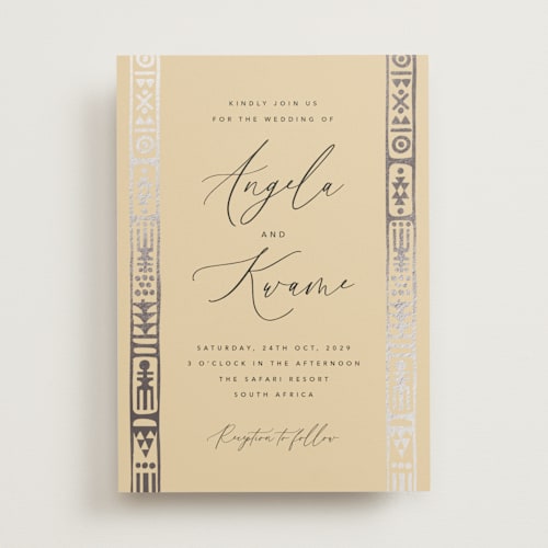 This is a savanna foil stamped wedding invitations with foil pressed by David Michuki called cultured element printing on signature in standard