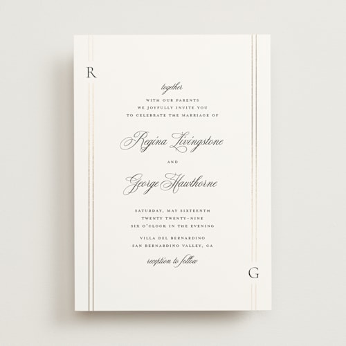 This is a quartz foil stamped wedding invitations with foil pressed by Jelena Vuletic called elencourt printing on signature in standard
