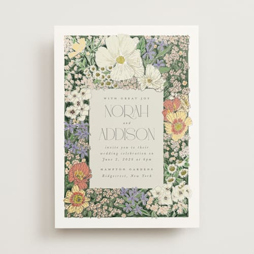 This is a twilight foil stamped wedding invitations with foil pressed by Leah Bisch called in the garden printing on signature in standard