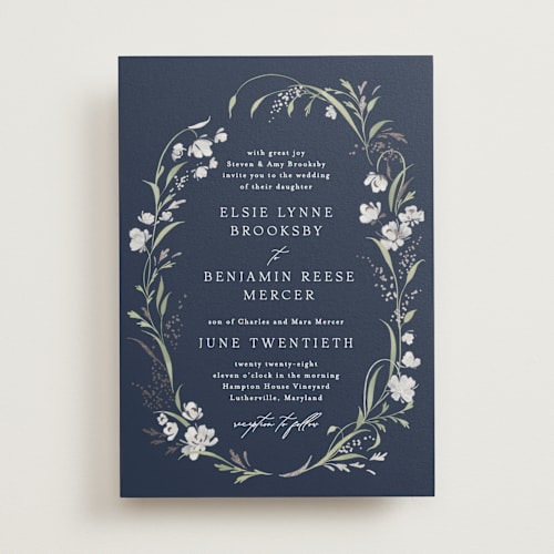 This is a newport seaside foil stamped wedding invitations with foil pressed by Erin L. Wilson called meadow printing on signature in standard