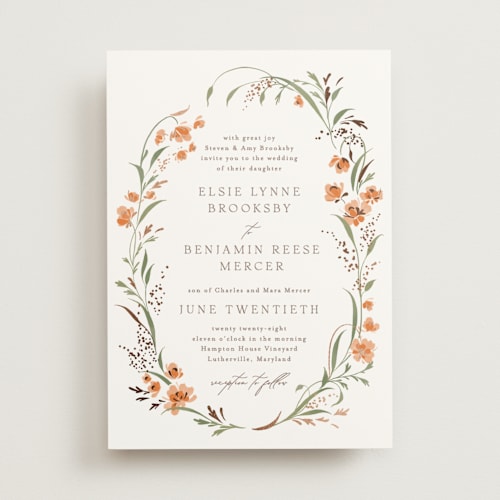 This is a verona sunset foil stamped wedding invitations with foil pressed by Erin L. Wilson called meadow printing on signature in standard