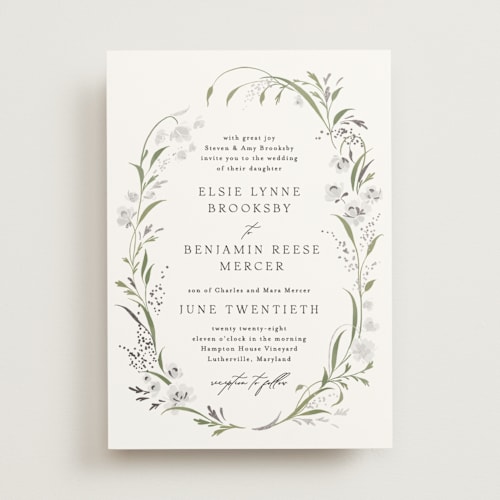 This is a tuxedo foil stamped wedding invitations with foil pressed by Erin L. Wilson called meadow printing on signature in standard