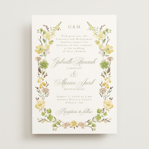 This is a lime foil stamped wedding invitations with foil pressed by Petra Kern called everlasting romance printing on signature in standard