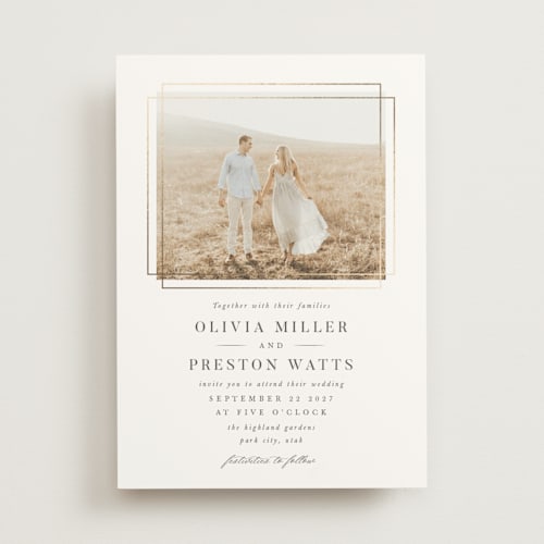 This is a opal foil stamped wedding invitations with foil pressed by Robert and Stella called regent printing on signature in standard