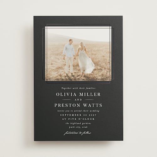 This is a onyx foil stamped wedding invitations with foil pressed by Robert and Stella called regent printing on signature in standard