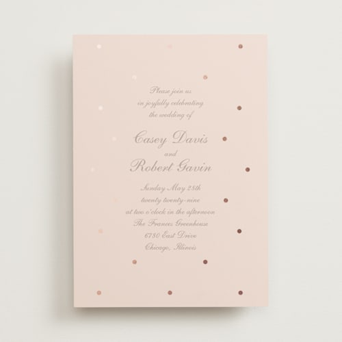 This is a cotton candy foil stamped wedding invitations with foil pressed by Baumbirdy called pearls printing on signature in standard