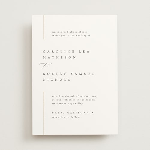 This is a classic foil stamped wedding invitations with foil pressed by Kelly Schmidt called london printing on signature in standard